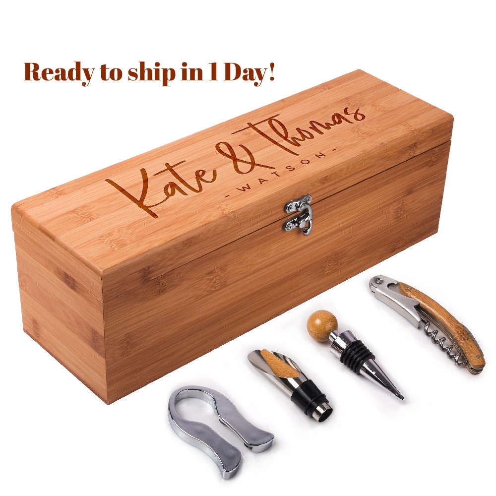 Personalized Wine Box Gift Set, Housewarming Gifts, Wedding Gift for Couple, Wedding Wine Box ...