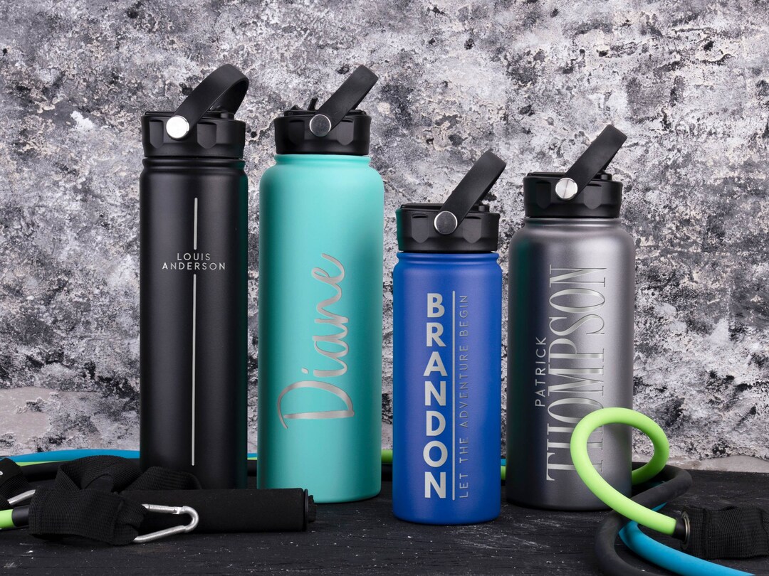 Water Bottle Personalized W/ Straw Lid • Personalized Gifts for Him ...