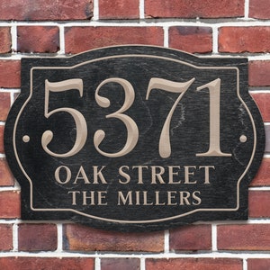 House Number Sign Address Number Sign Engraved, Address Sign with Street Name - Modern Address Numbers, Personalized House Number Sign