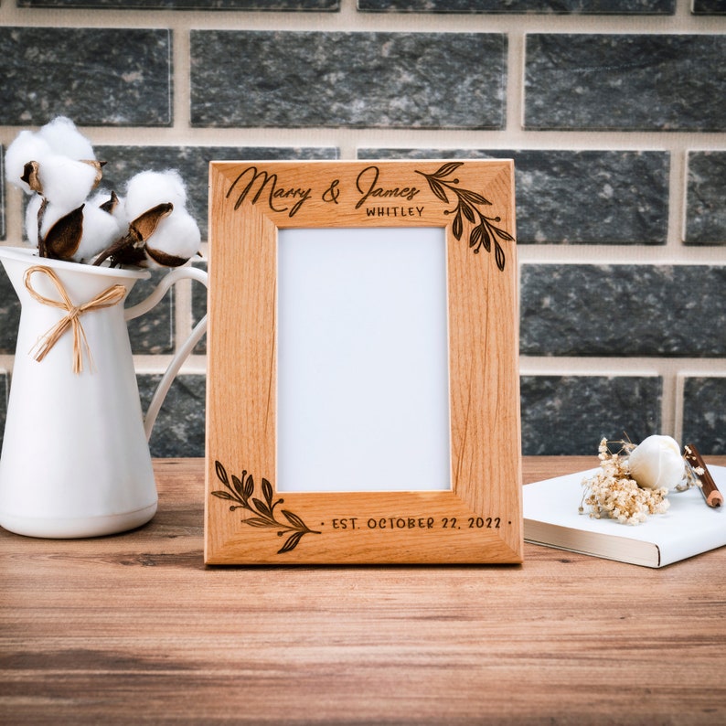 Wedding Frame, Personalized Picture Frame, Wedding Gift Photo Frame Engraved, Housewarming Gifts for the Couples, Anniversary Gifts image 9