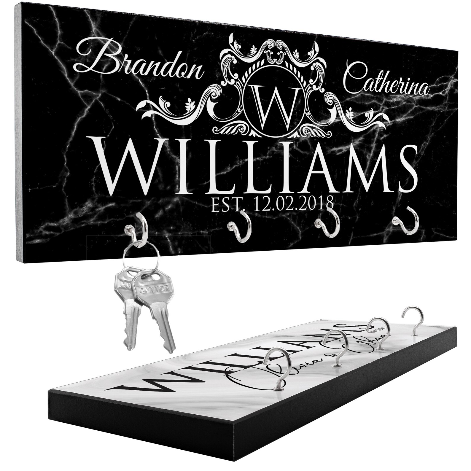 Personalized Key Holder for Wall Wedding Gift, Housewarming Gift