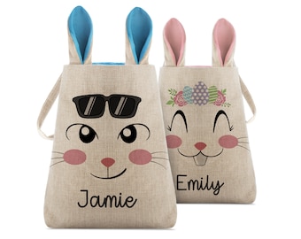 Personalized Easter Basket, Bunny Baskets for Kids, Kids Easter Basket, Kids Easter Bag, Easter Bunny Tail Bag, Boys Girls Easter Gifts