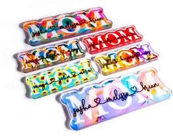 Personalized Gifts for Mom, Colorful Acrylic Mom Sign with Kids Names, Custom Mom Sign with Names, Mom Gifts from Daughter