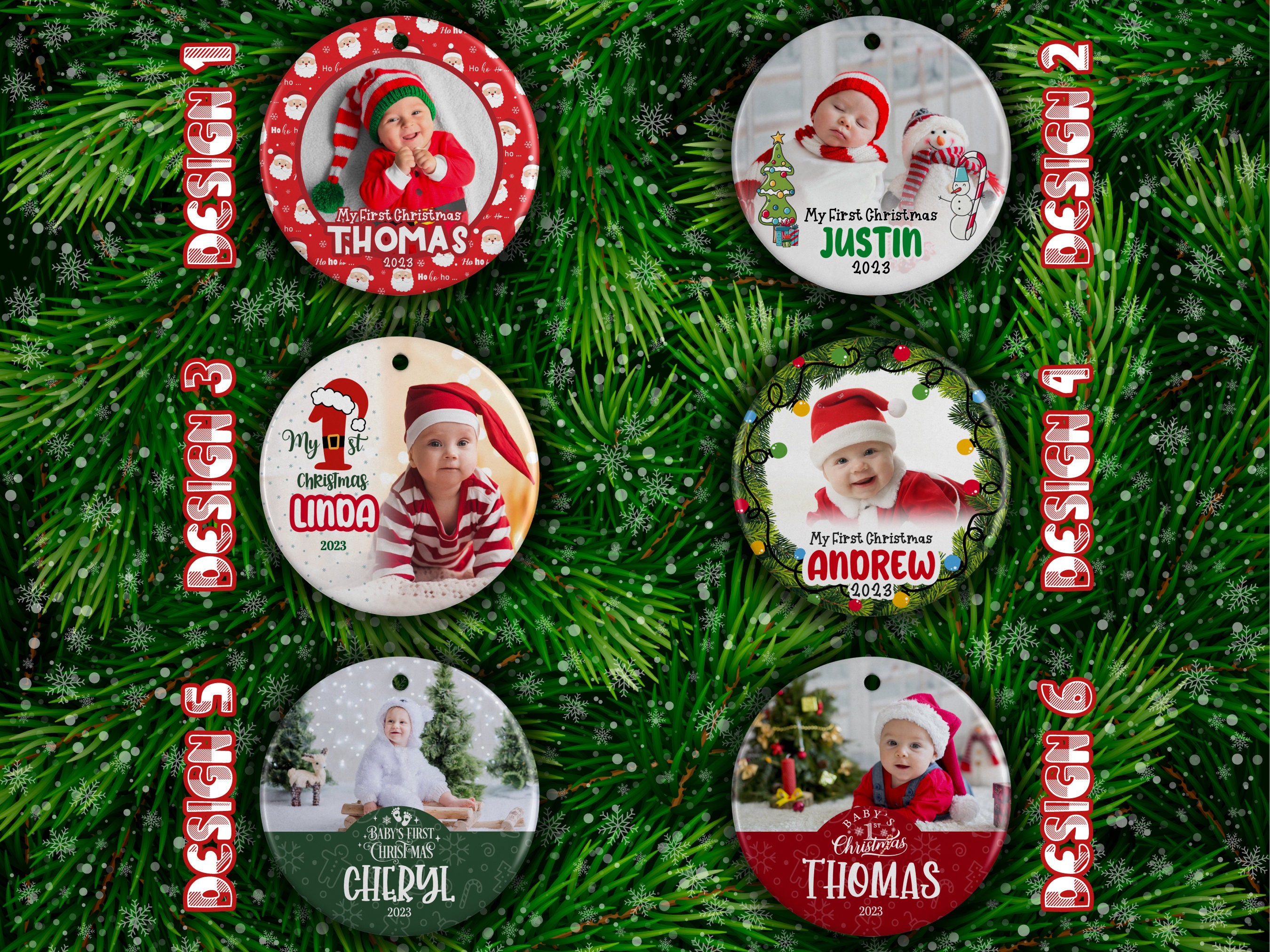 Babys First Christmas Ornament 2023, My First Christmas Ornament Upload Photo Custom w/ Name