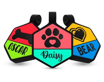 Dog Tag for Dogs Personalized, Custom Dog Tags Engraved for Pets, Soundless Durable Silicone Pet ID Tags, Double Sided Silent Pet Tags