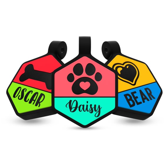 Dog Tag for Dogs Personalized, Custom Dog Tags Engraved for Pets, Soundless Durable Silicone Pet ID Tags, Double Sided Silent Pet Tags