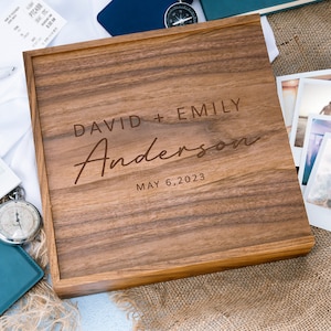 Wedding Keepsake Box, Personalized Wooden Memory Box, Custom Wedding Memory Box, Anniversary Gift, Engagement Gift for the Couples