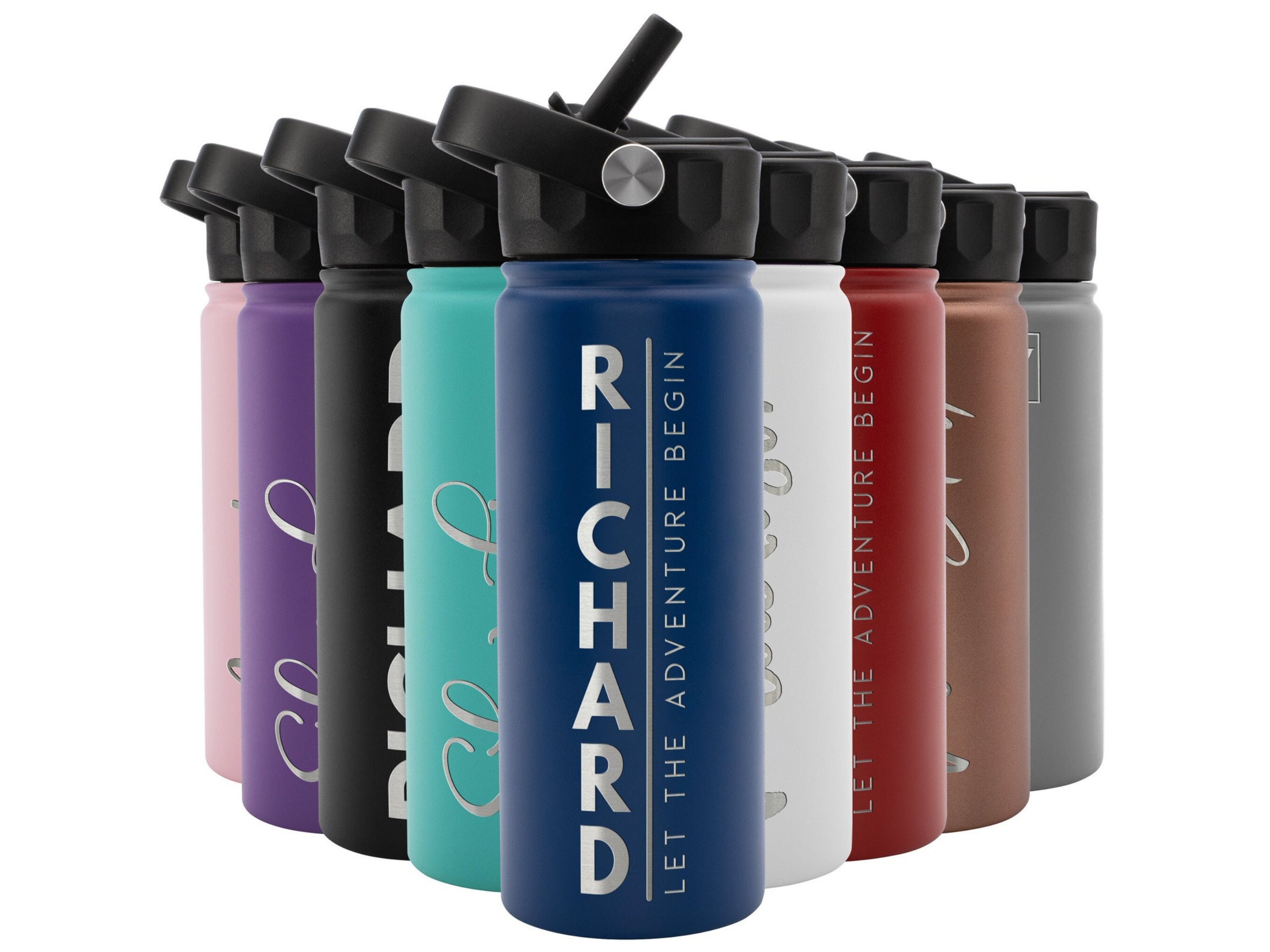 Custom Printed 18oz Transparent Water Bottles w/Flip-Straw