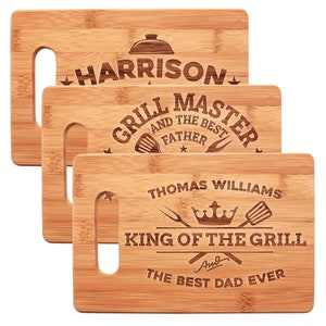 Gifts for Dad, Dad Cutting Board Personalized, Dad Birthday Gifts from Daughter, Bamboo Cutting Board for Grill Master, King of The Grill