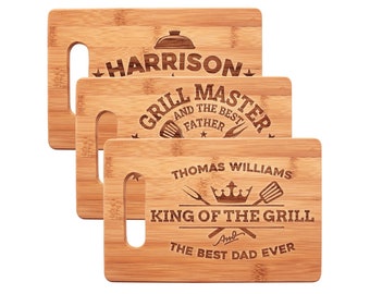 Fathers Day Gifts, Dad Cutting Board Personalized, Gifts for Dad from Daughter, Bamboo Cutting Board for Grill Master, King of The Grill