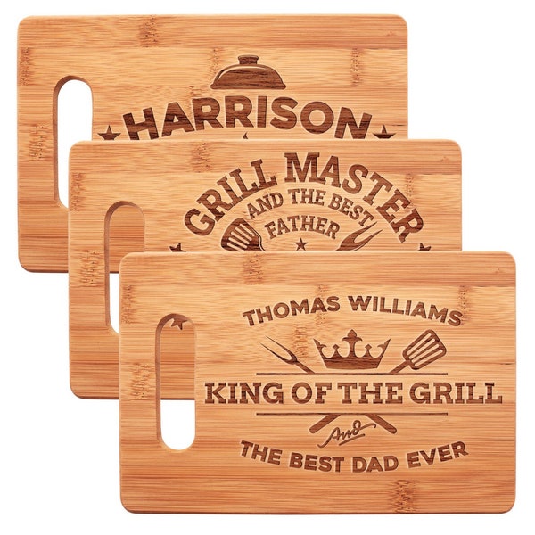 Gifts for Dad, Dad Cutting Board Personalized, Dad Birthday Gifts from Daughter, Bamboo Cutting Board for Grill Master, King of The Grill