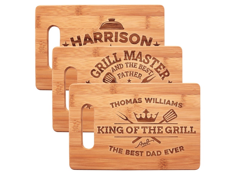 Gifts for Dad, Personalized Gifts for Men, Bamboo Cutting Board for Grill Master, King of The Grill - Dad Christmas Gifts from Daughter 