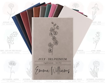 Birthday Gifts for Her, Personalized Leather Journal, Custom Journal and Notebook for Girls, Birthday Gift for Her, Birth Flower Month