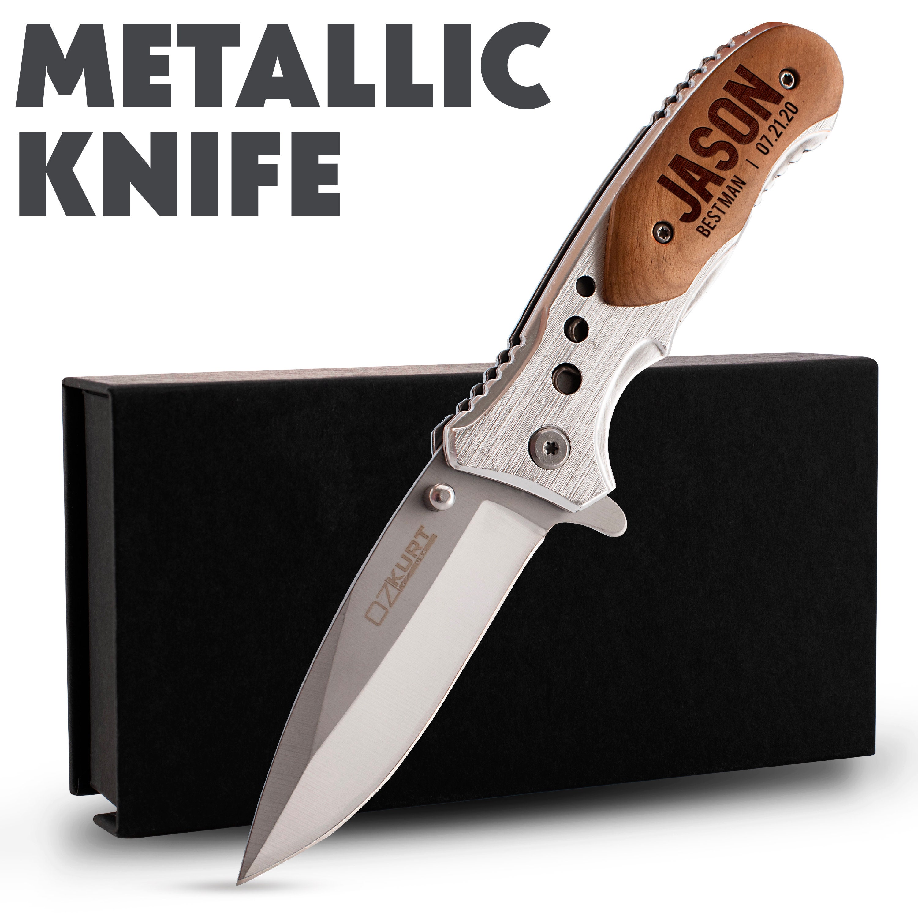 Engraved Pocket Knife, 9 Different Style Gift for Him, Husband, Men