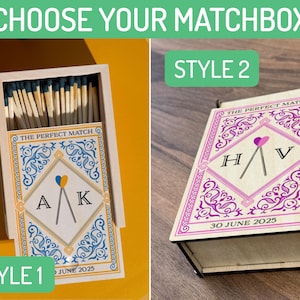 Personalized Engagement Gifts, Anniversary Gifts for Couples Matchbox Large, Wedding Gift for Couple, Bride Gifts, Bridal Shower Gift image 2