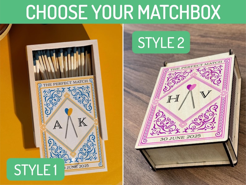 Personalized Engagement Gifts, Anniversary Gifts for Couples Matchbox Large, Wedding Gift for Couple, Bride Gifts, Bridal Shower Gift image 2
