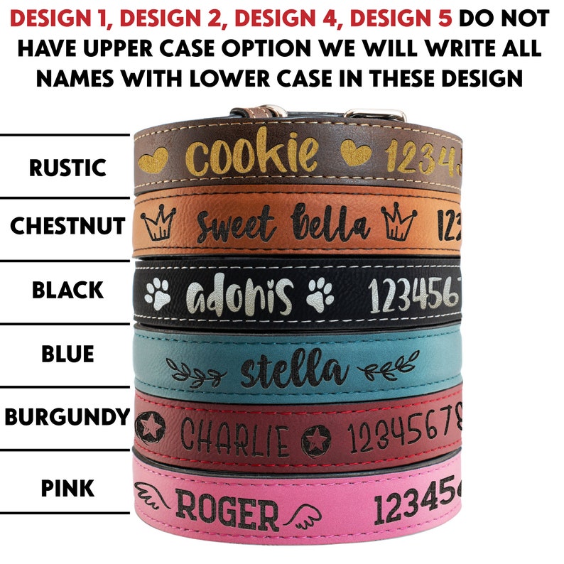 Personalized Leather Dog Collar w/ Dog's Name Phone Etsy