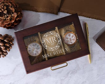 Personalized Men's Watch Box, Personalized Gift for Him, Anniversary Gift for Men, Boyfriend Gift, Custom Watch Case for Wedding Christmas