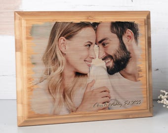 Custom Photo Gifts, Wedding Gifts for Couples, Picture Frame Wood, Personalized Portrait from Photo, Home Decor, Anniversary Gifts