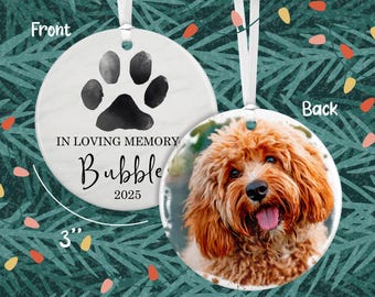 Pet Memorial Ornament Personalized Double-Sided, Dog Memorial Gift, Pet Memorial Ornament, Dog Remembrance Gift, Loss of Dog Sympathy Gift