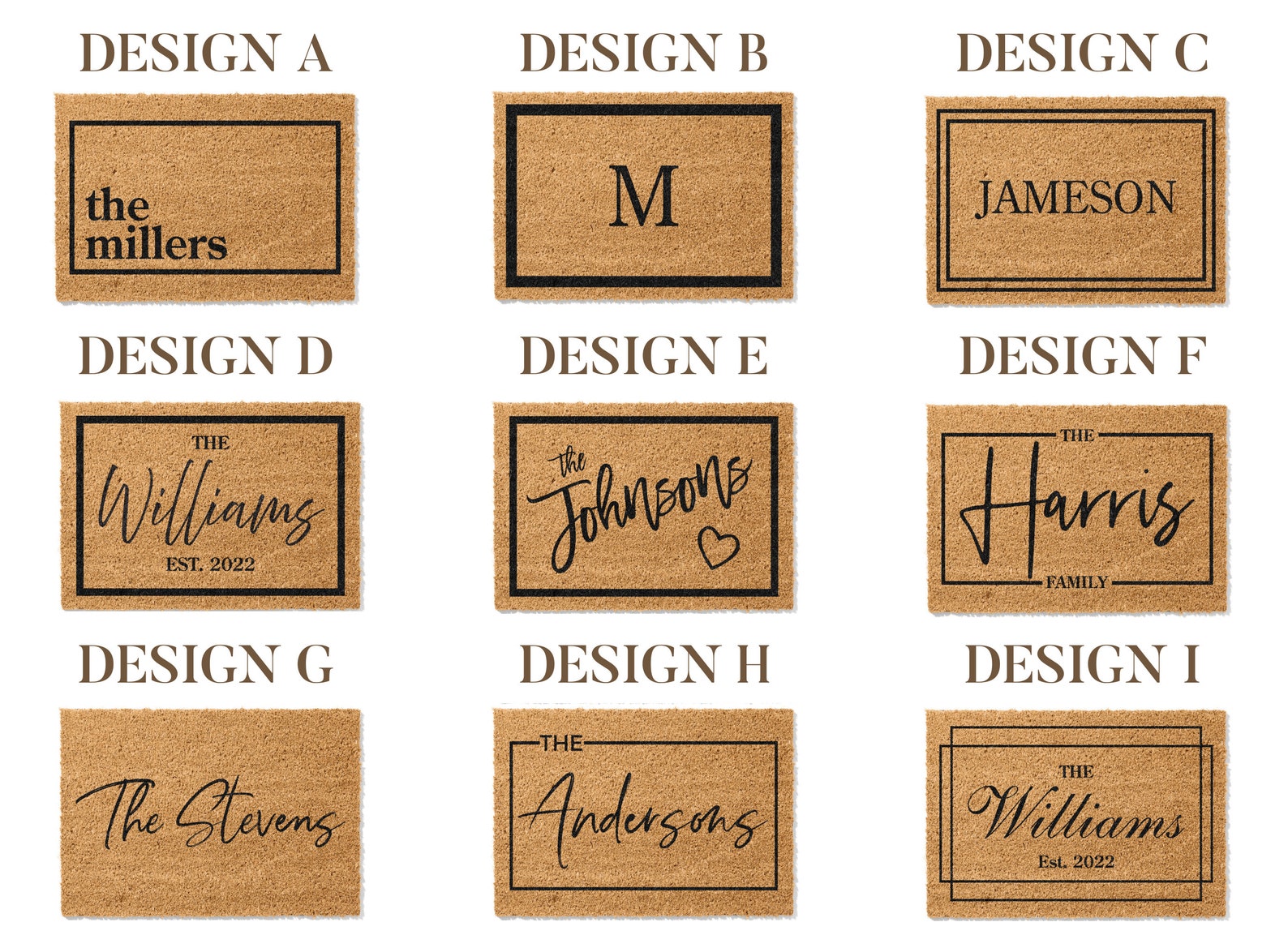 Housewarming Gift Home Decor, Personalized Door Mat with Family Name, Wedding Gift for Couples, Custom Welcome Doormat w/ Anti-Slip Backing - Medium 18"x30", Design H