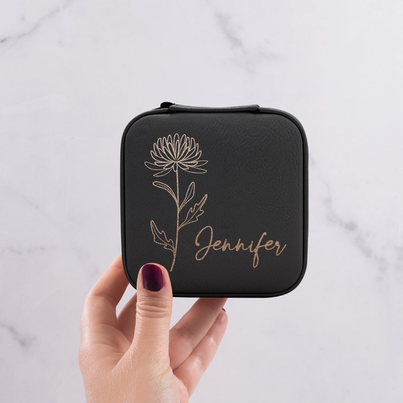 Travel Jewelry Box, Wedding Bridesmaid Gifts, Mother's Day Gifts for Her, Engraved Jewelry Case, Birthday Gift for Women, Jewelry Organizer image 9