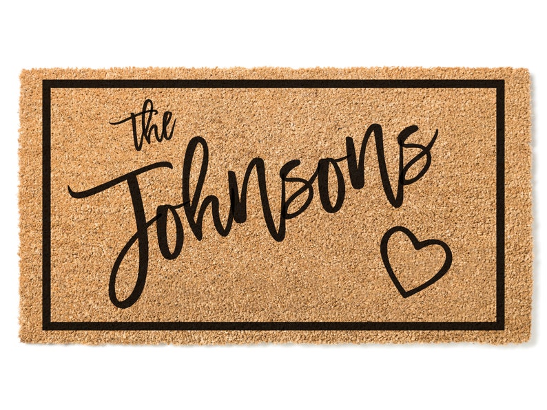 Housewarming Gift Home Decor, Custom Door Mat with Family Name, Wedding Gift for Couples, Personalized Welcome Doormat w/ Anti-Slip Backing