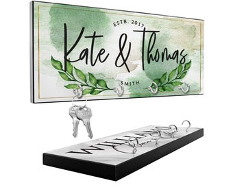 Personalized Key Holder for Wall | Christmas Gift, Housewarming Gift, Custom Key Hanger, Wedding Gifts for Couple, Key Rack