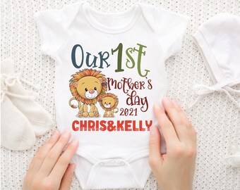 Our First Mothers Day Outfit for Mom and Baby Girl, Boy | Our 1st Mothers Day Shirt and Baby Bodysuit - Matching Outfits, Gifts for New Mom