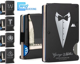 Groomsmen Gifts Personalized - Groomsmen Money Clip, Groomsmen Proposal Gift Set, Bestman Gift, Engraved Card Holder, Wedding Gift