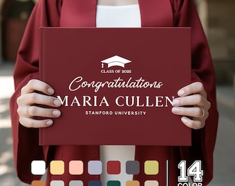 Graduation Guest Book, Graduation Book Leather Photo Book Junior High School College Graduate 2025 Personalized Graduation Gift for Her