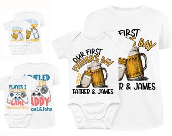 First Fathers Day Gift, Our First Father's Day Matching Shirts, Gift for Dad, Father's Day Baby Gift, Personalized Matching Tee for Dad Baby