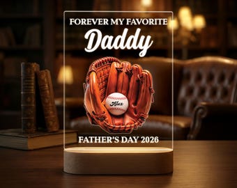 We Caught The Best Dad, Personalized Father’s Day Baseball Night Light, Custom Gifts for Dad, Father’s Day Gift from Kids or Grandkids