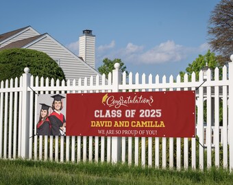 2025 Graduation Banner Personalized - Custom with Your Own Photo, Message Text, Class of 2025 Grad Banner, Graduation Gift for Her