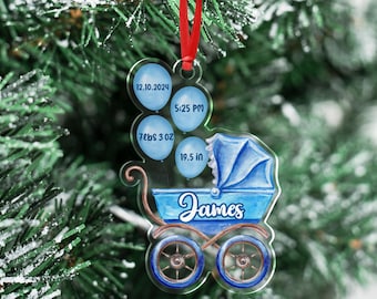 Babys First Christmas Ornament 2024, Personalized First Christmas Ornament, Baby Announcement Ornament, Christmas Baby Ornament for Newborns