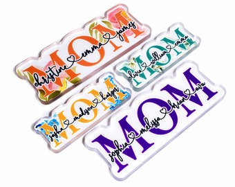 Mothers Day Gifts for Mom Personalized, Colorful Acrylic Mom Sign with Kids Names, Custom Mom Sign with Names, Mom Gifts from Daughter