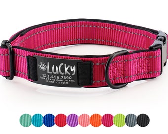 Dog Collar Personalized • Custom Dog Collar with Name and Phone Number • Engraved Pet Collar • Engraved Pet Name Plate Metal Buckle