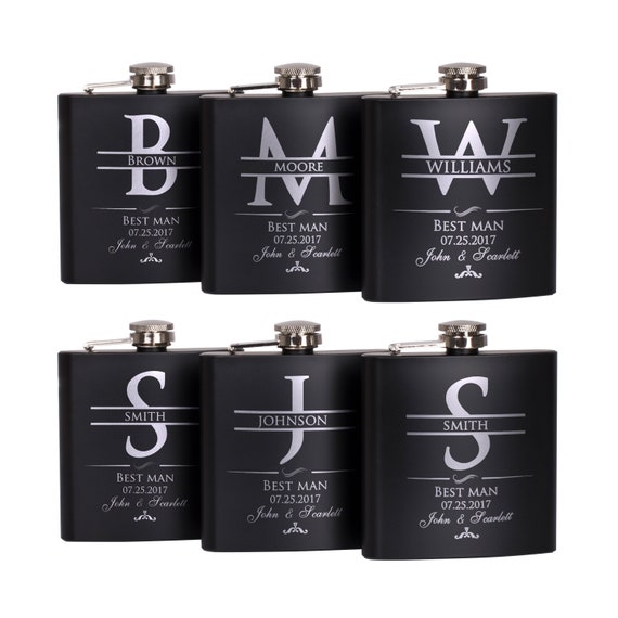 groomsmen gift personalized flask set groomsman gifts etsy