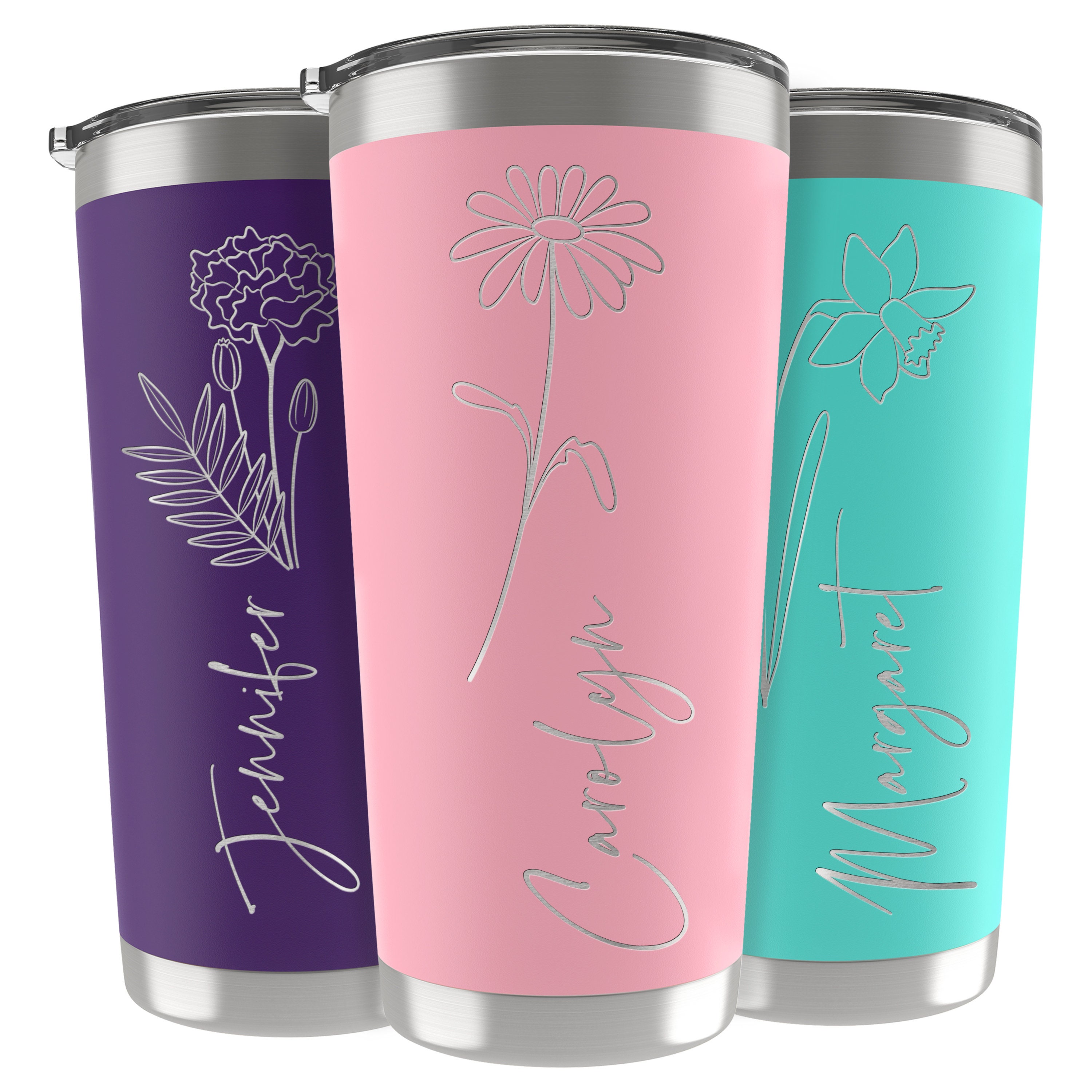 Birth Month Flower Tumbler, Custom Birth Month Flower Gift, Birth