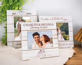 Wedding Frame, Personalized Picture Frame, Wedding Gift Photo Frame, Housewarming Gifts for Couple, Anniversary Gift for Her, Mr & Mrs Frame