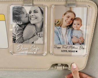 Personalized Photo Car Visor Clip, Drive Safe I Love You, Anniversary Gift for Her Picture Fridge Magnet, Gifts for Mom, Drive Safe Gift