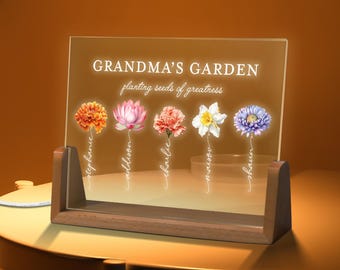 Personalized Gifts for Mom, Grandma Gifts, Custom Night Light, Mom Birthday Gift, Grandma's Garden, Gifts for Grandma from Grandkids