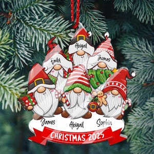 Gnomes Ornament Family Christmas Ornaments, Personalized Gnome Ornament for Christmas Tree Decor, Gnome Family Ornaments Christmas Gift 2025