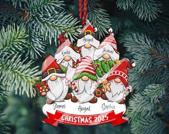 Gnomes Ornament Family Christmas Ornaments, Personalized Gnome Ornament for Christmas Tree Decor, Gnome Family Ornaments Christmas Gift 2025