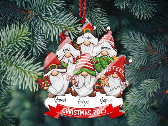 Gnomes Ornament Family Christmas Ornaments, Personalized Gnome Ornament for Christmas Tree Decor, Gnome Family Ornaments Christmas Gift 2025