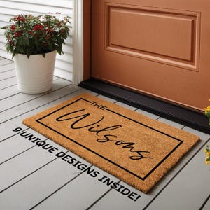Housewarming Gift Home Decor, Custom Door Mat with Family Name, Wedding Gift for Couples, Personalized Welcome Doormat w/ Anti-Slip Backing