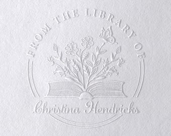 Christmas Gifts for Book Lovers, From the Library of Stamp, Personalized Book Embosser, Custom Book Embosser, Stamp, Library Embosser w Name