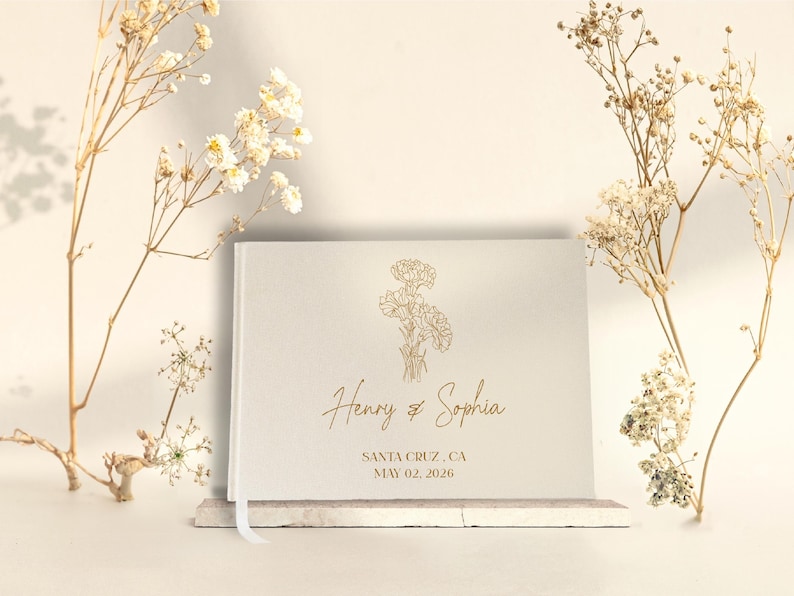 Wedding Guest Book Personalized Wedding Reception Guestbook, Custom Engagement Signing Book, Hard Cover Leather Guest Book Wedding Keepsake
