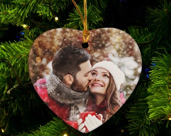Photo Ornament Picture Ornament, Personalized Christmas Ornament w/ Text, Custom Ornament, First Christmas Tree Decoration, Christmas Gifts