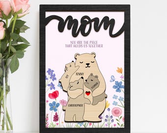Personalized Mama Bear Sign, Mother's Day Gifts, Custom Mama Bear Family Puzzle Sign, Mom Puzzle Sign Bear Family, Mom Gifts from Kids